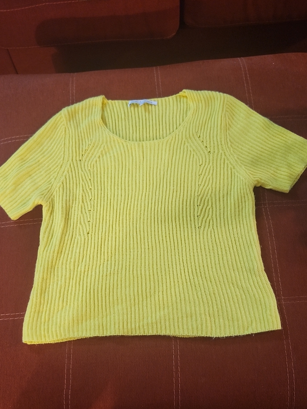 Collective Concepts Yellow Ribbed Knit Top